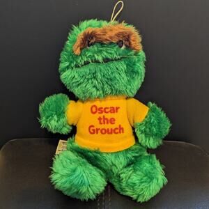 Vintage Sesame Street Oscar The Grouch Plush 1980's Hasbro Softies 8''